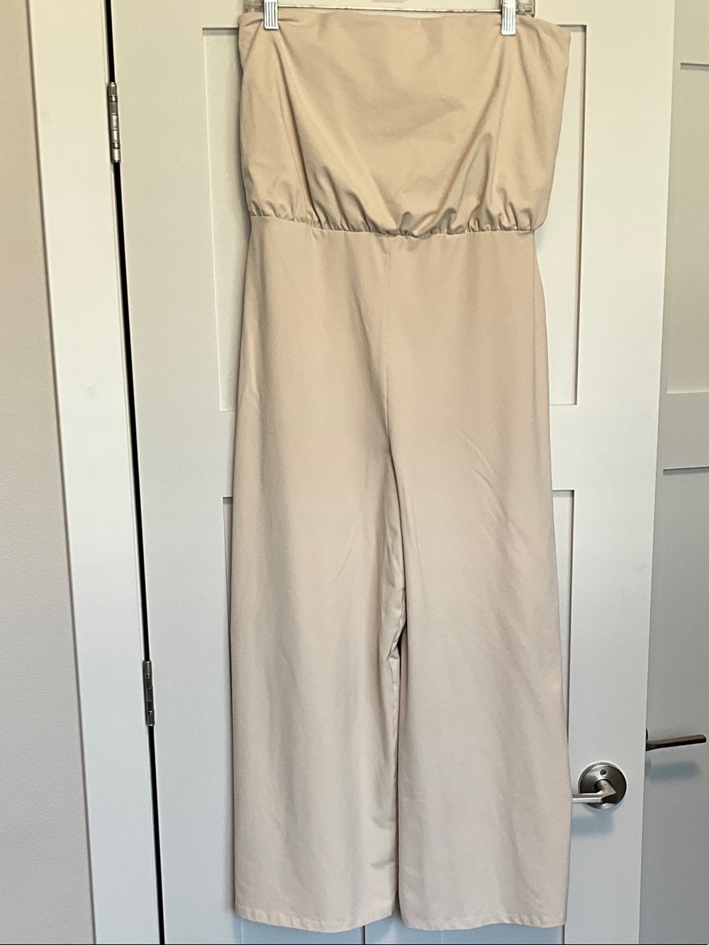 Susana Monaco Strapless Wide-Leg Jumpsuit in Light Beige